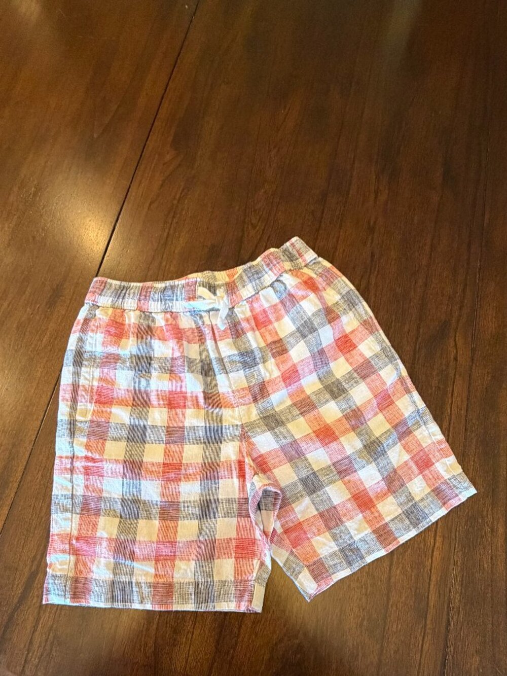 Janie & Jack Boys Red & Black Plaid Shorts Drawstring Beach Church, Size 8